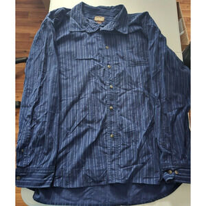 Schmidt Workwear Long Sleeve Button Up‎ Mens Size 3XL Navy Blue Striped